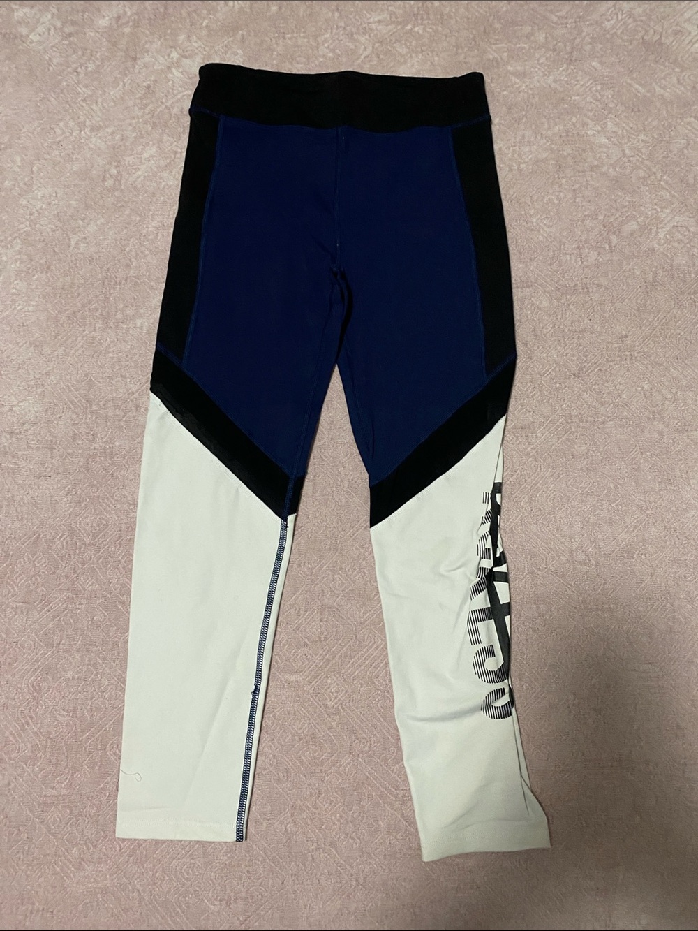 Girls' Colorblock Performance Leggings - Navy, Black & White